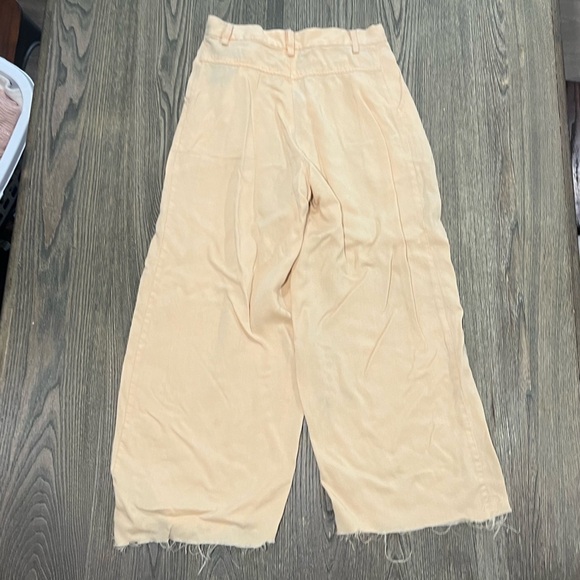 Assembly Womens Wide Leg Corduroy Pants High Rise Raw Hem Rayon Cream Size XS - Picture 10 of 12